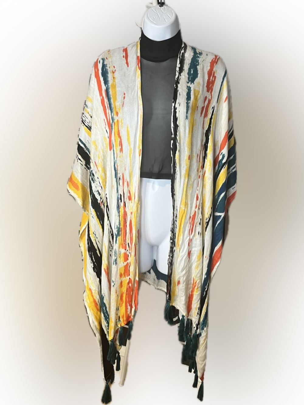 Soft Surroundings Multi Techo Beach Abstract Print Shawl Scarf NWT